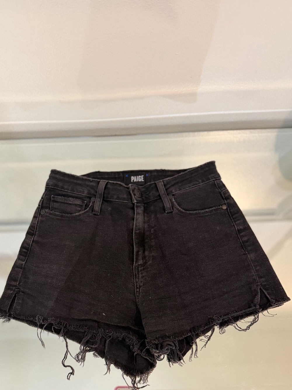 PAIGE Margot Black Denim Shorts: 25